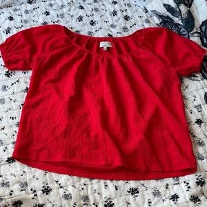 Madewell texture and thread red puff sleeve tee
